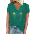 thumbnail image 2 of Fiudx Liquidación de Ahorros de Verano Blusas Informales de Manga Corta con Cuello En V y Estampado a La Moda para Mujer, 2 of 4
