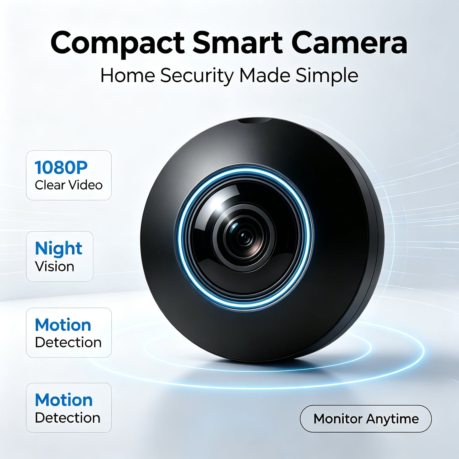 Compact Mini WiFi Security Camera, 1080P Indoor Surveillance Cam with Night Vision, Smart Motion Detection Alert, Easy Installation for Home Office Monitoring