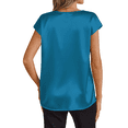 thumbnail image 5 of UVN Women Tops Summer Cap Short Sleeve Blouses Ladies V Neck Silk Satin Business Casual Shirts, 5 of 9