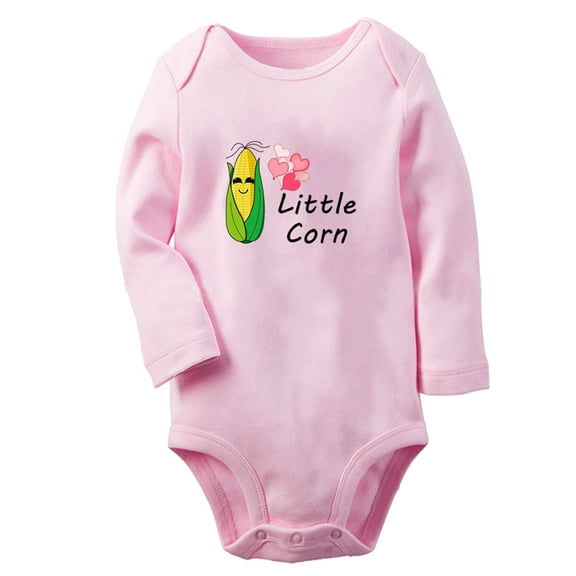 iDzn Little Corn Funny Rompers, Newborn Baby Unisex Bodysuits, Infant Jumpsuits, Toddler Kids Long Sleeve Oufits (Pink, 0-6 Months)