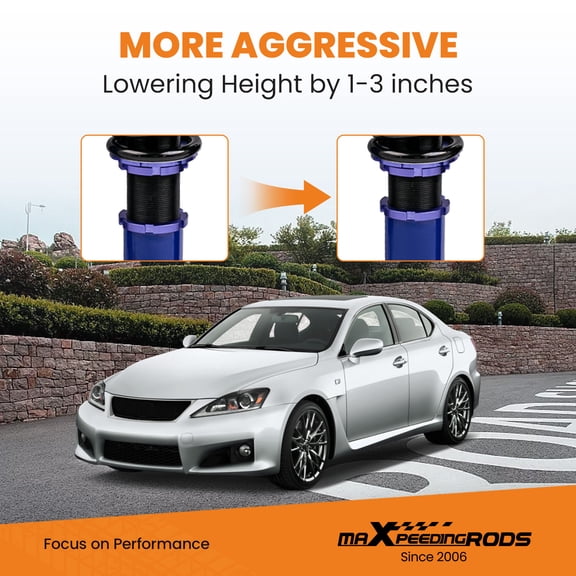 maXpeedingrods Coilovers for Lexus IS250/IS350 RWD 2006-2013, for Lexus IS F RWD 2008-2014, Adjustable Height Coilovers Suspension Kit Struts, Preset Damping Shock Absorber Struts, Lowering Kit Blue