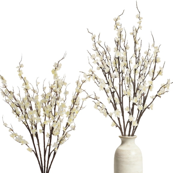 4 Pack Cherry Blossom Branches TGY 39 Inch White Artificial Flowers for Indoor Decoration,Long Stem Artificial Flowers for Wedding Home Office Bedroom Party Table Centerpieces Decor
