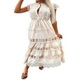 thumbnail image 1 of Elegant Women‘s Long Dress with Fly Sleeves and Button-down Design, 1 of 3