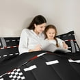thumbnail image 5 of Homewish Sport Car Track Queen Comforter Set,Speed Extreme Theme Bedding Sets,Black White Checkered Bedding Comforter Set For Boy,Breathable Home Decor Reversible,3 Pieces, 5 of 8