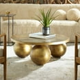 thumbnail image 2 of Uttermost Triplet Contemporary Aluminum Coffee Table in Antique Brass, 2 of 5