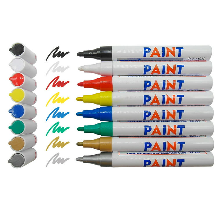 BEMLP Permanent Marker Pen Colorful Waterproof Metal Oilly Fill Paint For  School DIY Tyre Tire Tread CD Metal Paint Markers Tire pen 12 Colors for