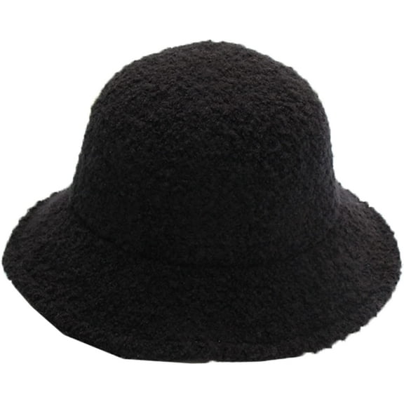 CoCopeaunts Ladies Bucket Hat Autumn Winter Lambswool Velvet Fisherman Hats Simple Solid Color Casual All-Match Bucket Caps