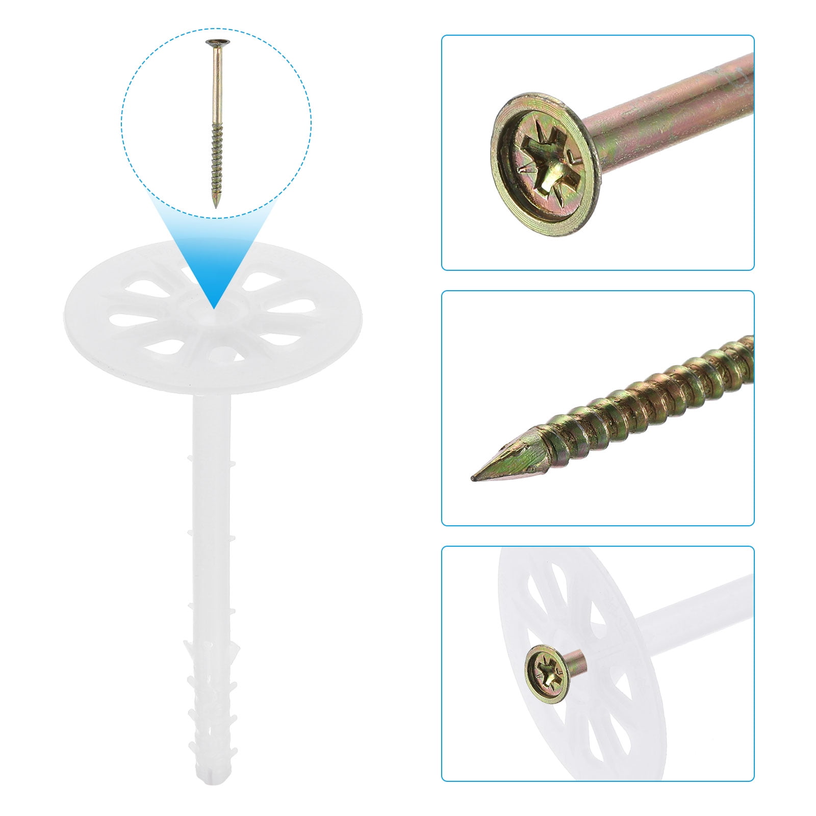 122mm Perforated Insulation Pins, 30 Pack Insulating Nails Plastic Expansion Bolt for Fixing Foam Boards