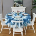 thumbnail image 2 of Blue White Tie Dye Spiral Pattern Round Tablecloth 60"x60",Wrinkle Wipeable Table Cloth for Kitchen Dining Room Picnic Patio Party, 2 of 6