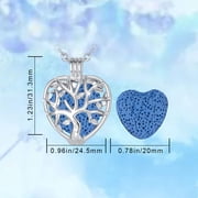 INFUSEU Tree of Life Essential Oil Diffuser Necklace for Women Aromatherapy Jewelry Charm Gifts, 7pcs Lave Rock Stone, 24 Inch Chain