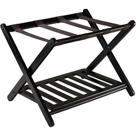 Mini Luggage Rack - Winsome Reese Wooden Luggage Rack with Shelf, Espresso