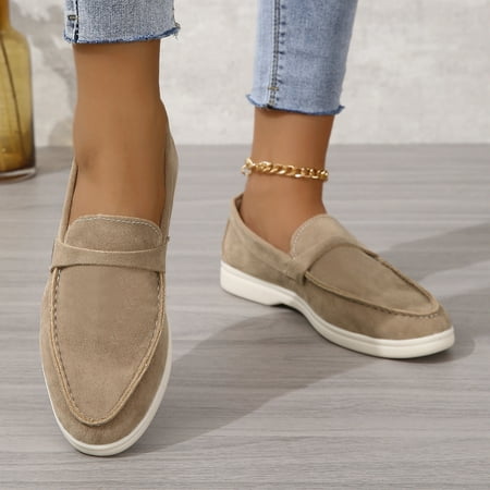 Classic Hot Sale Nude Luxury Flat Men Casual Shoes Comfortable Slip-on Loafers Shoes High Quality Kid Suede Walking Shoes Mujer (khaki 41)