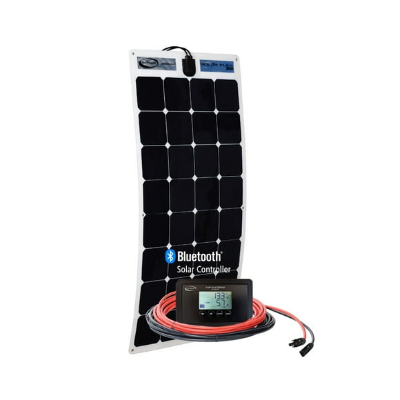 Go Power Solar Kit Solaire GP-FLEX-110 Flex; 110 Watts/6.31 Ampères de Courant de Charge; Panneau Solaire Monocristallin Flexible; Montage Adhésif Ou à Vis