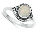thumbnail image 4 of CHOOSE YOUR COLOR Oval White Simulated Opal Chunk Ring .925 Sterling Silver Band CZ Female Size 5, 4 of 4