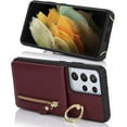 thumbnail image 4 of for Samsung Galaxy S21 Ultra 5G Phone Case for Women with Card Holder,Samsung S21 Ultra Case Wallet Crossbody Lanyard with Strap,Credit Card Slots Kickstand Case with Ring Holder,6.8",Burgundy, 4 of 13