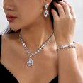 thumbnail image 4 of PISONIC Women Silver-Tone Multicolor Crystal Jewelry Set, Teardrop Necklace Drop Earrings Bracelet 3 Pcs Set, Crystal Bridal Wedding Party Prom Statement Jewelry Gift, 4 of 6