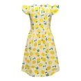 thumbnail image 2 of YEAHDOR Little & Big Girls Floral Printed Dress Cap Sleeve Flared Sundress for Holiday Beach Birthday Party Yellow Lemon 15-16, 2 of 7