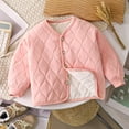 thumbnail image 2 of KAUOD Kids Quilted Puffer Jackets Button Front Lightweight Fleece Warm Coats Boys Girls Plain Long Sleeve Windproof Outwear, 2 of 5