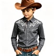 thumbnail image 4 of Little Boys Long Sleeve Shirt Cowboy Graphic Print Lapel Collar Western Cowboy Button Down Casual Summer Tops Basic Blouse Size 6-7T, 4 of 4