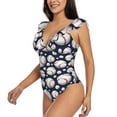 thumbnail image 3 of Yiaed Cute Basebal Print Women's Ruffled One Piece Swimsuit V Neck Swimwear Slimming Monokini for Woman-Small, 3 of 8