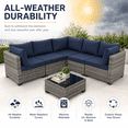 thumbnail image 2 of 7 Pieces Outdoor Funiture Set, Heavy-Duty Metal Frame Patio Funiture Set with Thick Cushions,Rattan Outdoor Couch Sectional Sofa Set with Coffee Table, Brown, 2 of 9