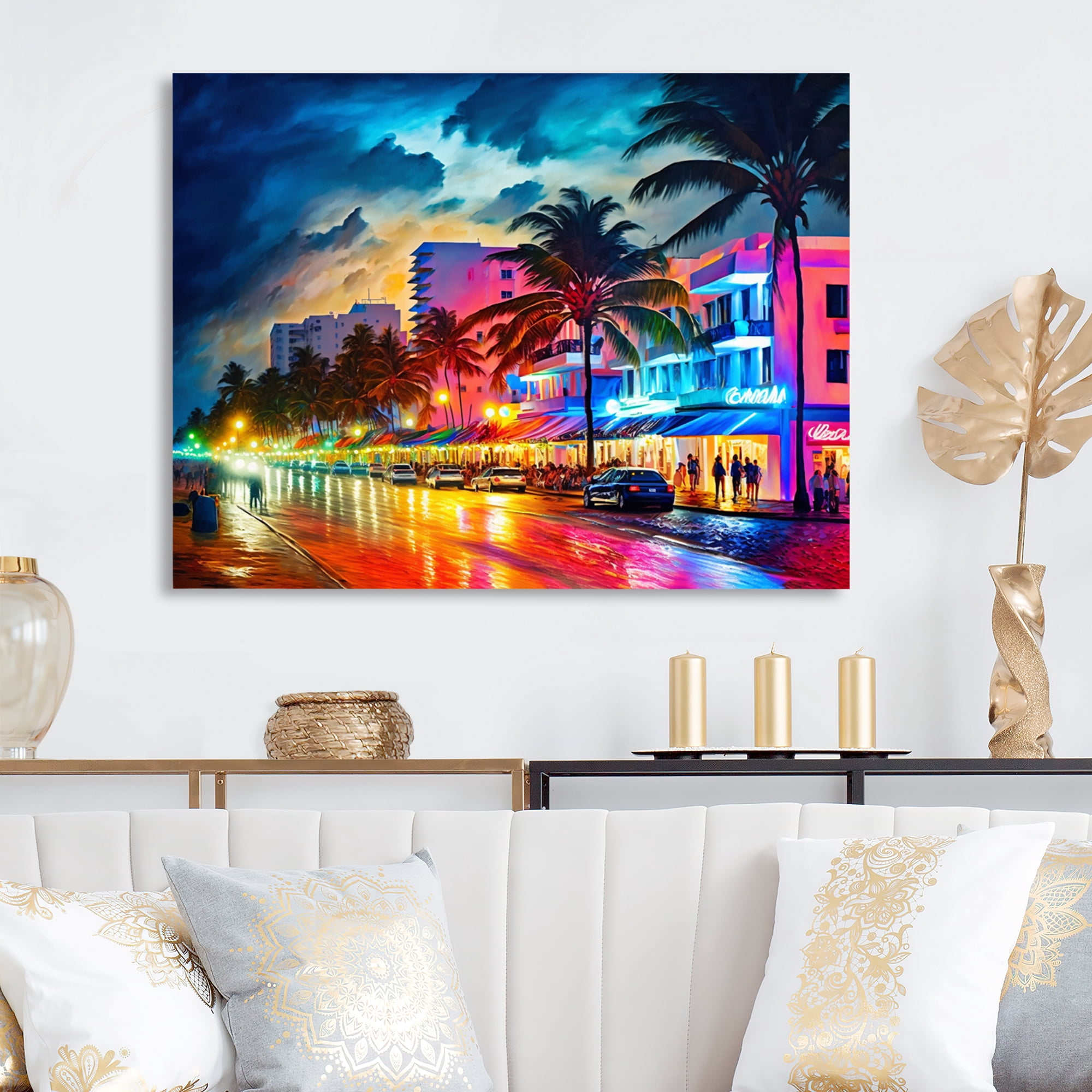 Designart Miami Beach Holidays 4 Architecture Canvas Wall Art