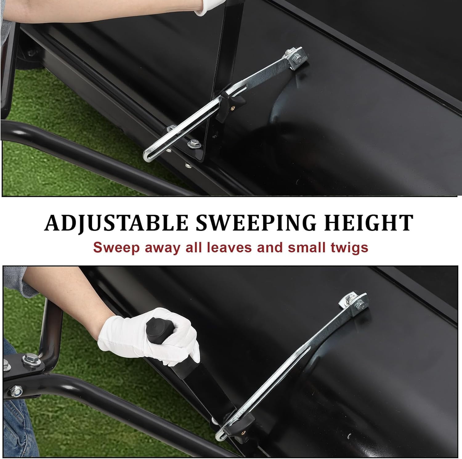 42 Inch Lawn Sweeper Tow Behind, 24 cu.ft. Large Pull Behind- Grass Sweeper, Heavy Duty Leaf & Grass Collector with Dumping Rope Design, Adjustable Sweeping Height for Picking Up Debris