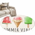 thumbnail image 6 of Summer Ice Cream Round Rug 3ft Washable Circle Entryway Rugs Non Slip Beige Dessert Watermelon Area Rug Indoor Floor Carpet for Bedroom Kitchen Living Room Home Office Dining Room Nursery, 6 of 8