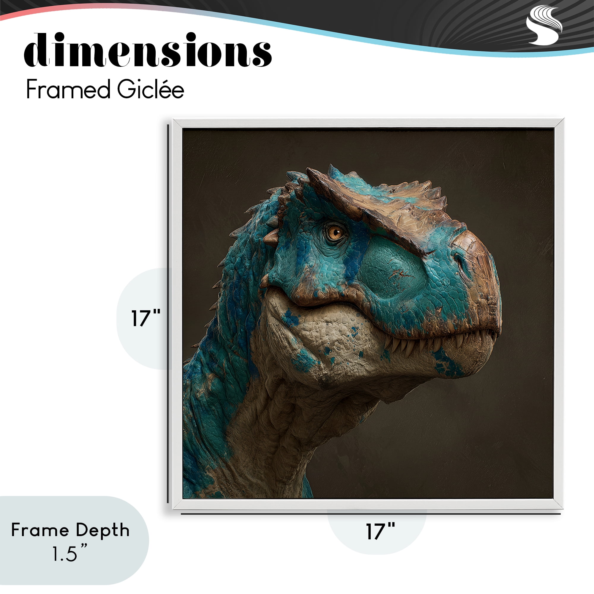 Stupell Industries Cerulean Scaled Dinosaur Detail White Framed Giclee Art, design by Wumples