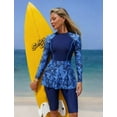 thumbnail image 4 of IWEMEK Womens Split Two-Piece Swimsuit Rash Guard Long Sleeve Swimdress and Boyshorts UPF 50+ Surfing Swimwear Size M, 4 of 7