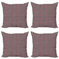 thumbnail image 1 of Ambesonne Retro Throw Pillow Cover 4 Pack, Country Style Checkered, 24", Dark Coral Teal Beige, 1 of 2