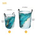 thumbnail image 3 of Circular Hamper Single Layer Laundry Basket Storage Basket Waterproof Single Layer Fabric With Handle Pe Support Strip Skyblue And White Gold Marble Small, 3 of 8