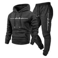 thumbnail image 4 of Babcutegg Mens Letter Print Outfit 2-Piece Hooded Sweathsirt and Jogger Sweatpants Loose Casual Set Dark Gray Size L, 4 of 7