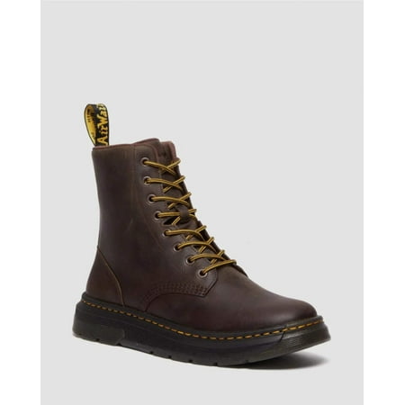 

Dr. Martens Crewson 8 Eye Crazy Horse Leather Boots Combat Shoes - Dark Brown