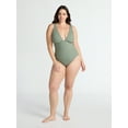 thumbnail image 2 of Time and Tru Women’s and Women’s Plus Ribbed Plunge One Piece Swimsuit, Sizes XS-2X, 2 of 6