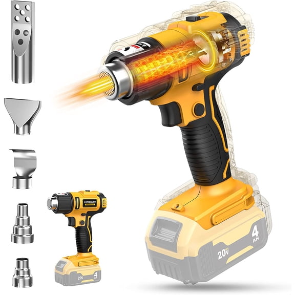 Ecarke Cordless Heat Gun Hot Air Machine Lithium Rechargeable Heating for Dewalt (Tool Only)