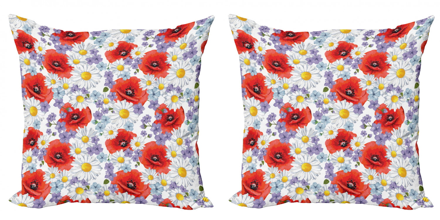 Graphic Flowers Throw Pillow