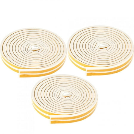 

3Pcs 5m Window Door Weather Stripping Soundproof Self Adhesive Sealing Strip White 9x6mm