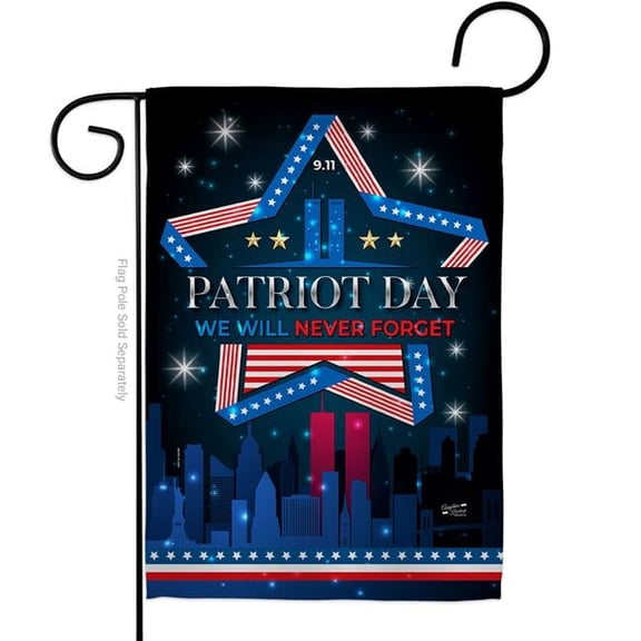 Angeleno Heritage G130396-BO 13 x 18.5 in. We Will Never Forget Americana Patriot Day Double-Sided Vertical Decorative Garden Flag