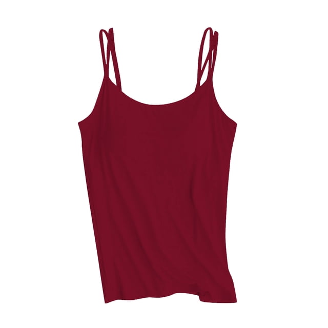 DPTALR Built In Bra Tank Tops For Women Summer Casual Strap Camisole Plus Size Padded Workout Tops