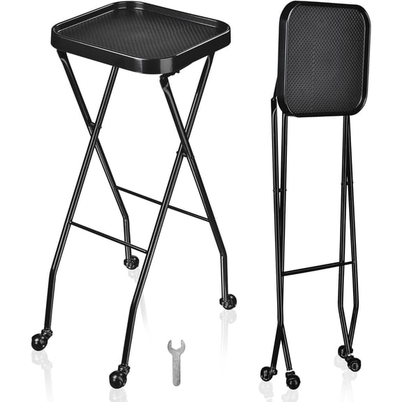 BYOOTIQUE Salon Folding Rolling Tray Station Service Trolley Salon Cart Storage Cart for Barber Shop Medical Tray for Easy Storage