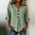 thumbnail image 2 of Ashirexll Womens Casual Tops Fashion Summer 3/4 Sleeve V-Neck Blouse Top Casual Blouses for Everyday Wear, 2 of 7