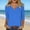 Blue, variant on Womens Sage Green V Neck Short Sleeve Linen Blend Relaxed Fit Oversized Tunic, Size XL