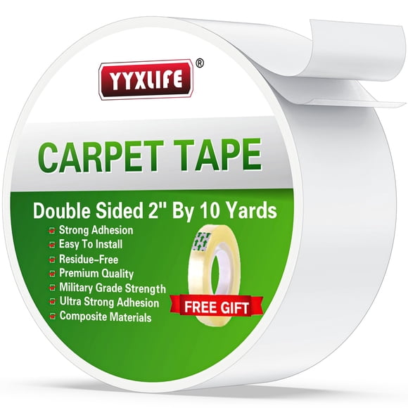 Cinta para alfombras YYXLIFE de doble cara 5 cm x 9 m, blanca