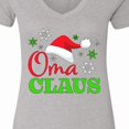 thumbnail image 4 of Inktastic Oma Claus with Christmas Santa Hat and Snowflakes Women's V-Neck T-Shirt, 4 of 5