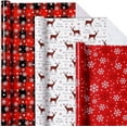 thumbnail image 2 of Christmas Wrapping Paper Roll - Red White Black Buffalo Plaid Gift Wrapping Paper for Xmas,Birthday,Seasonal Winter Holiday Party - 3 Mini Roll -17in x 120in Per Roll(42.3 sqft), 2 of 14