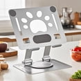 thumbnail image 4 of Desk Tablet Stand with 360°Rotation, Universal Iron Metal Tablet Stand Holder Adjustable Foldable Stable with Non-Slip Pads Heat Dissipation Frame, Compatible with Tablet/Pad/Phone and More, 4 of 9