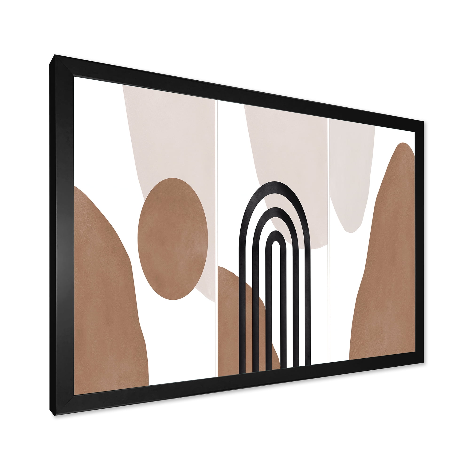 Designart 'Abstract Shapes in Ivory and Terracotta Shapes II' Modern Framed Art Print