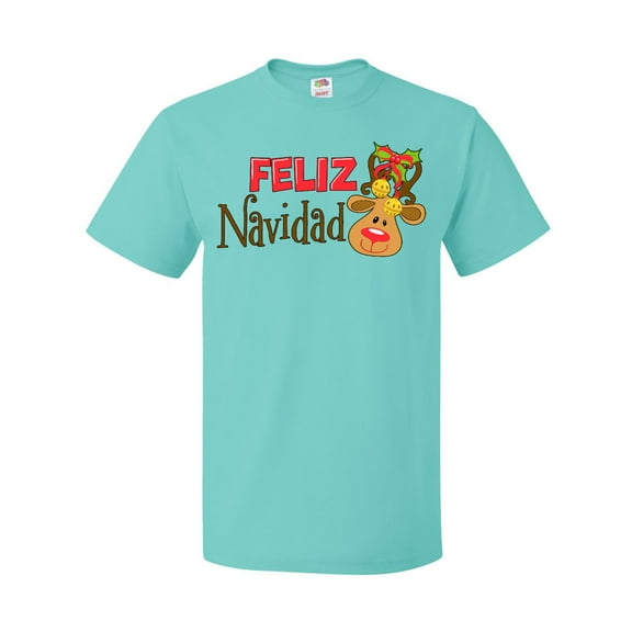 Inktastic Christmas Feliz Navidad with Cute Reindeer T-Shirt
