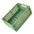 thumbnail image 2 of Mini Foldable Plastic Basket, Small Collapsible Storage Crate Flexible To Use  for Bedroom for Bathroom Green, 2 of 8